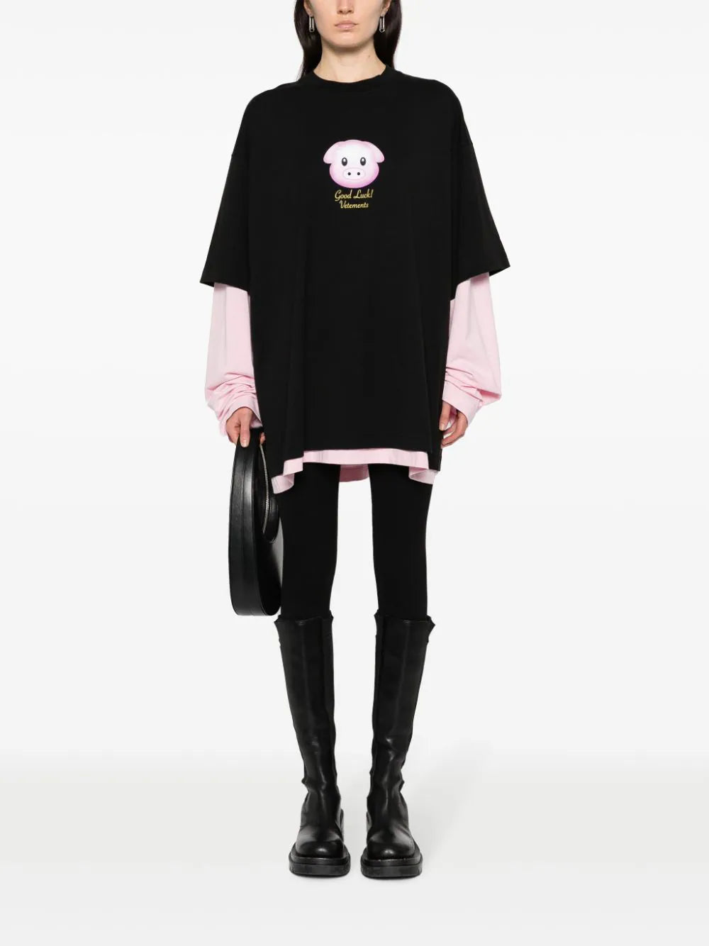 Lucky pig layered t-shirt