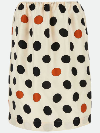 Polka dot printed silk skirt