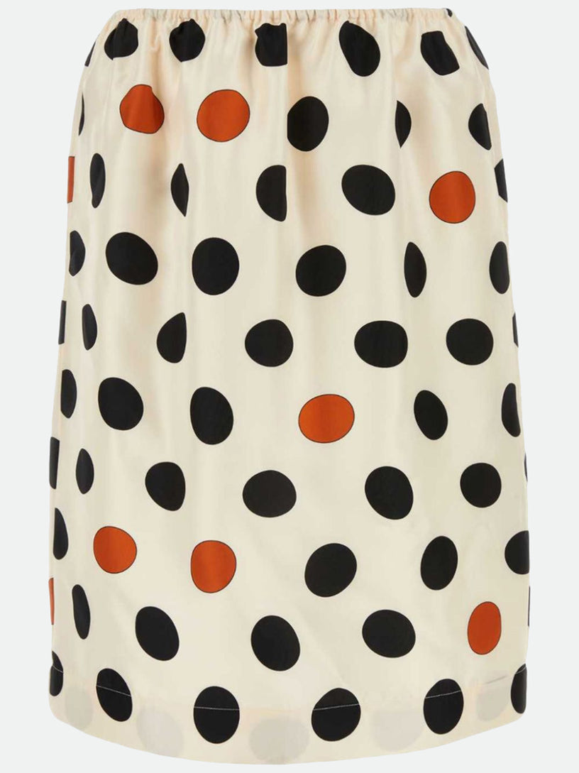 Polka dot printed silk skirt