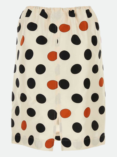 Polka dot printed silk skirt