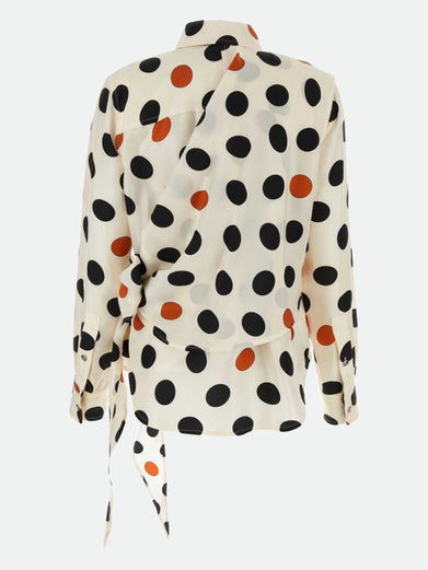 Polka dot printed silk shirt