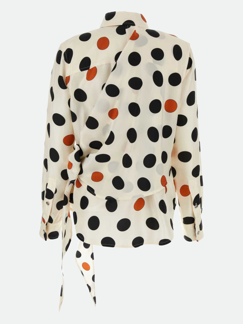 Polka dot printed silk shirt