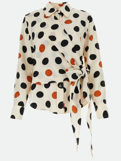 Polka dot printed silk shirt