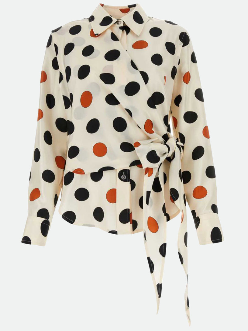 Polka dot printed silk shirt
