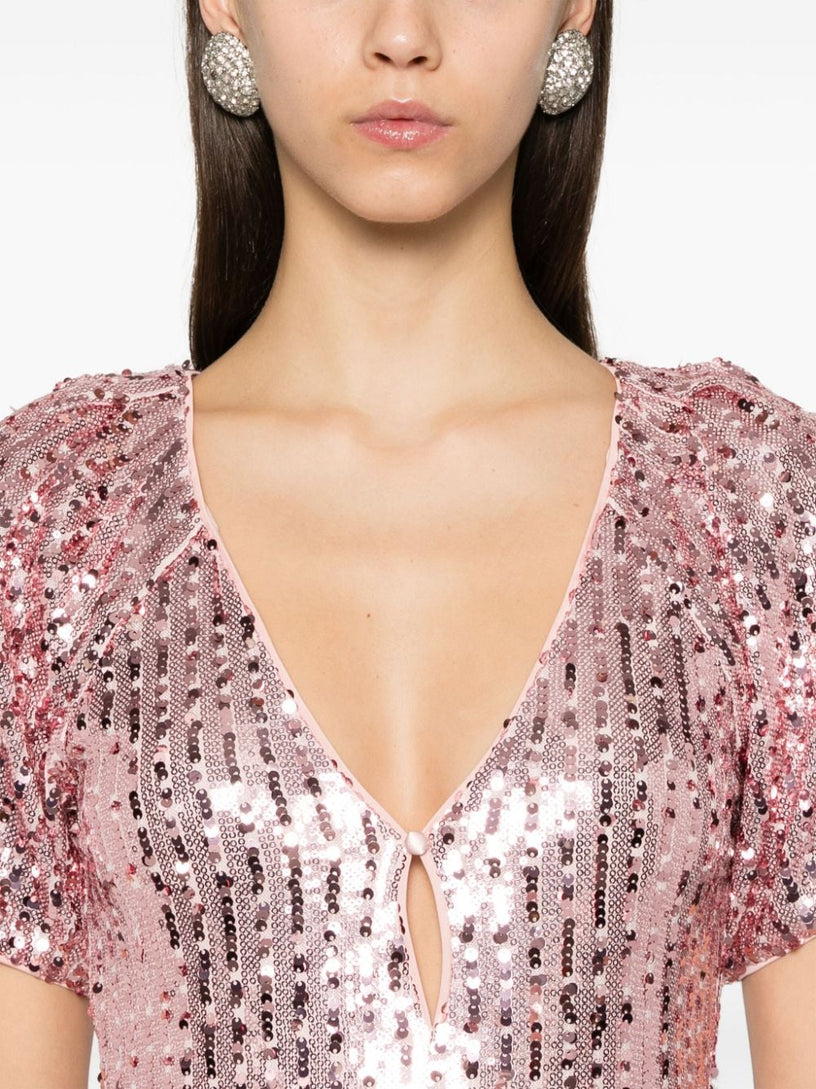 Sequins midi v-neck dress ROTATE Rosa