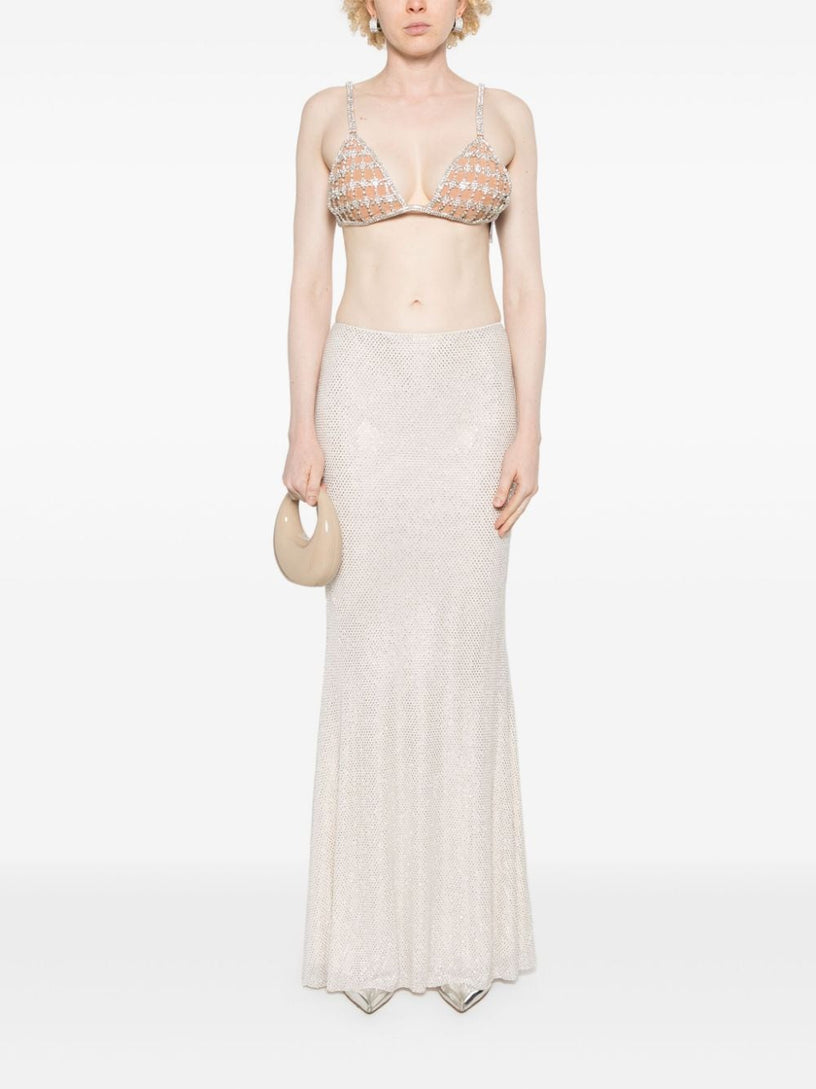 Rhinestone mesh maxi skirt