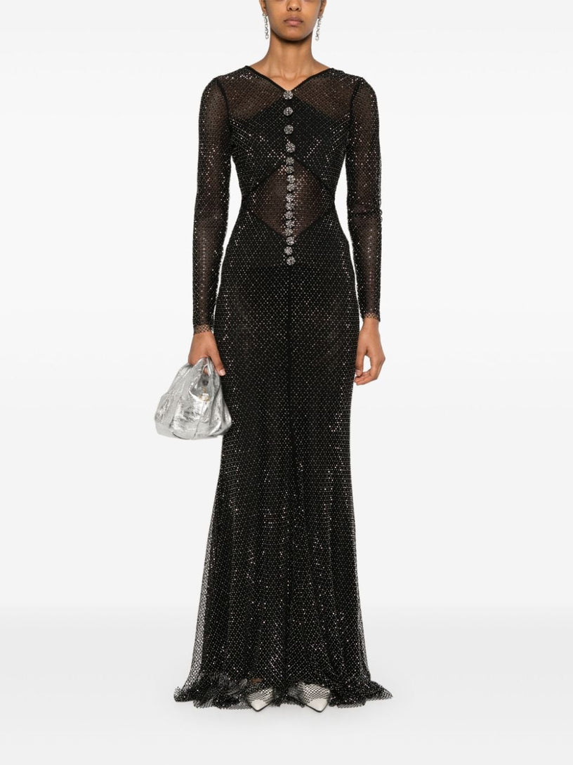 Rhinestone fishnet maxi dress SELF PORTRAIT Nero | Grifo210 Rhinestone fishnet maxi dress SELF PORTRAIT Nero | Grifo210