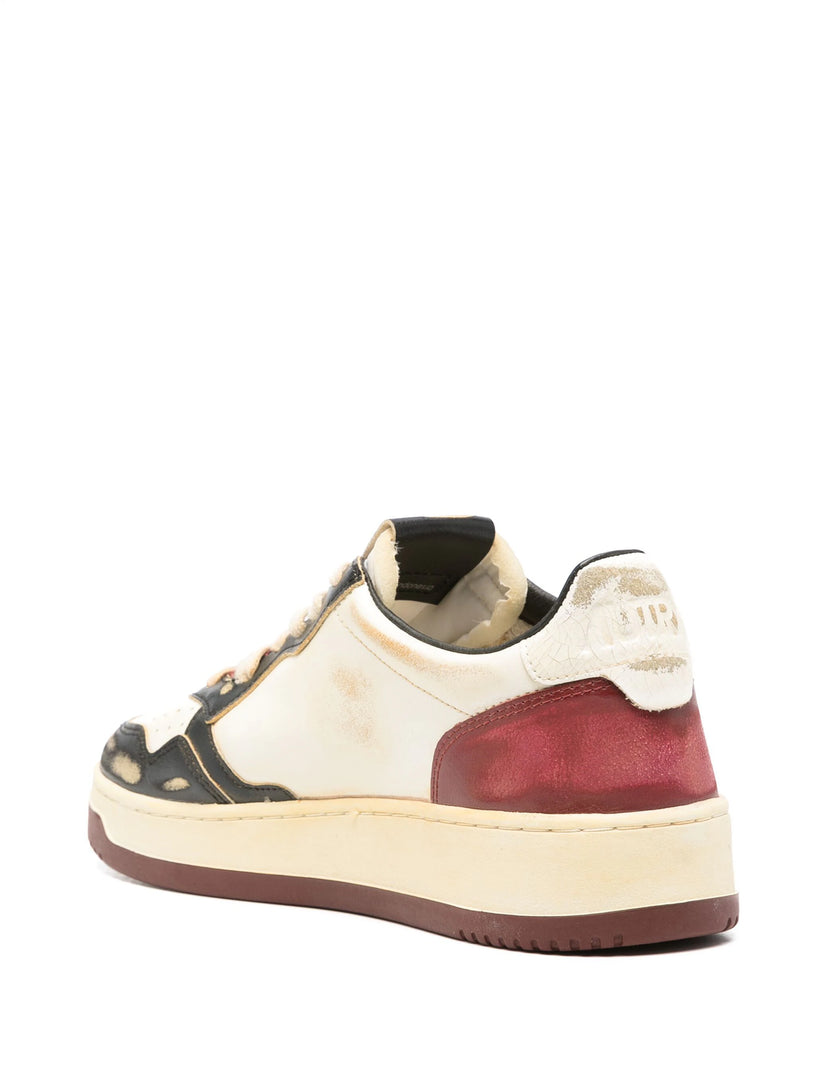 Super vintage low sneakers in leather and nylon