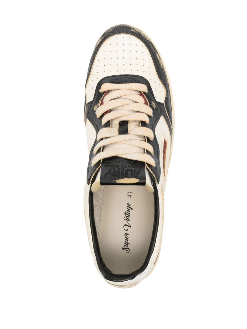 Super vintage low sneakers in leather and nylon