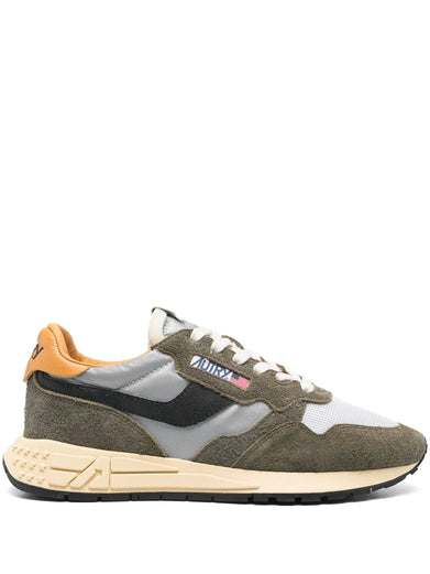 Reelwind low sneakers in cracked leather and reflective nylon