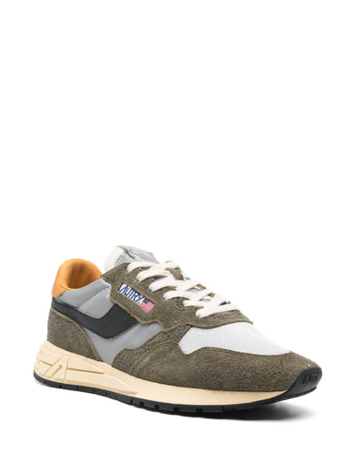 Reelwind low sneakers in cracked leather and reflective nylon