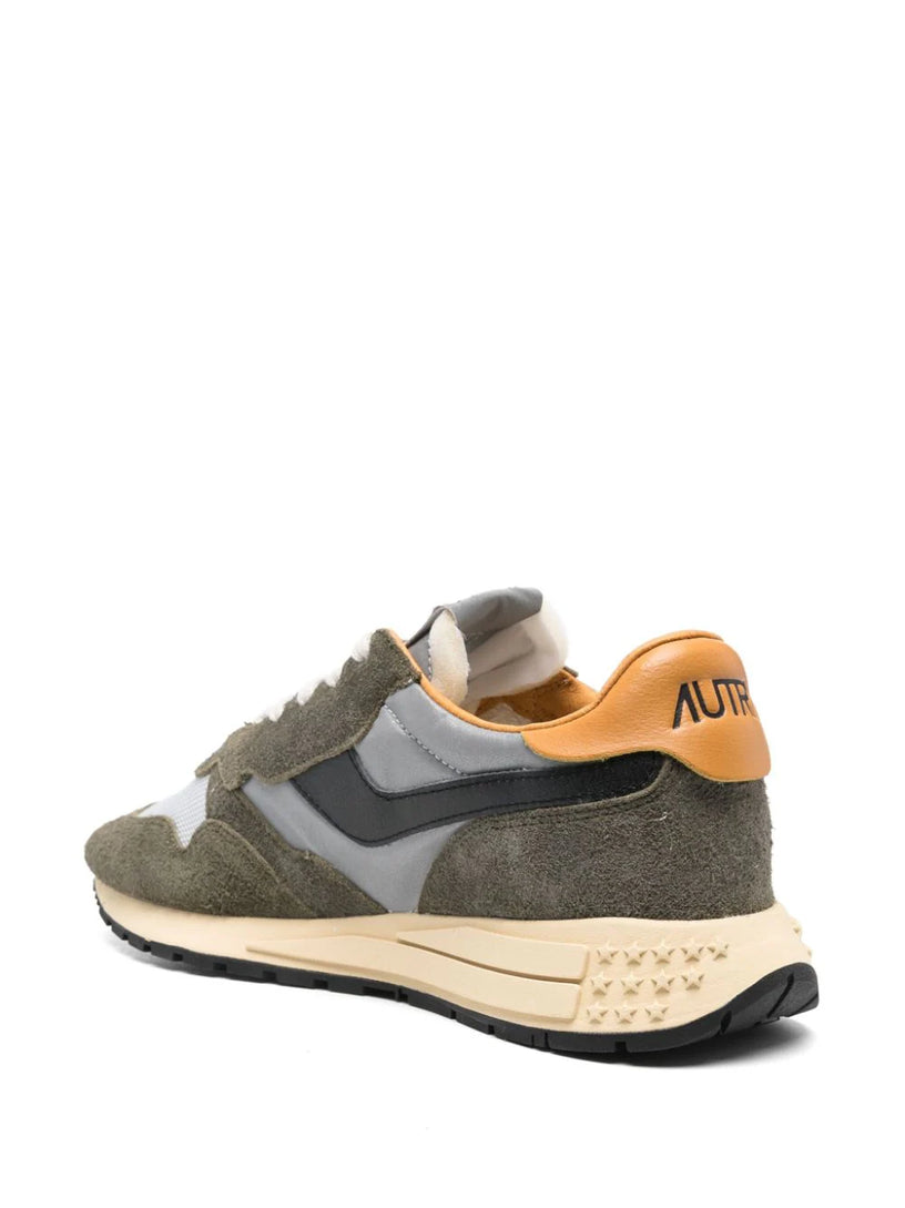 Reelwind low sneakers in cracked leather and reflective nylon