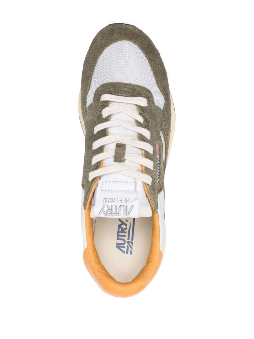 Reelwind low sneakers in cracked leather and reflective nylon