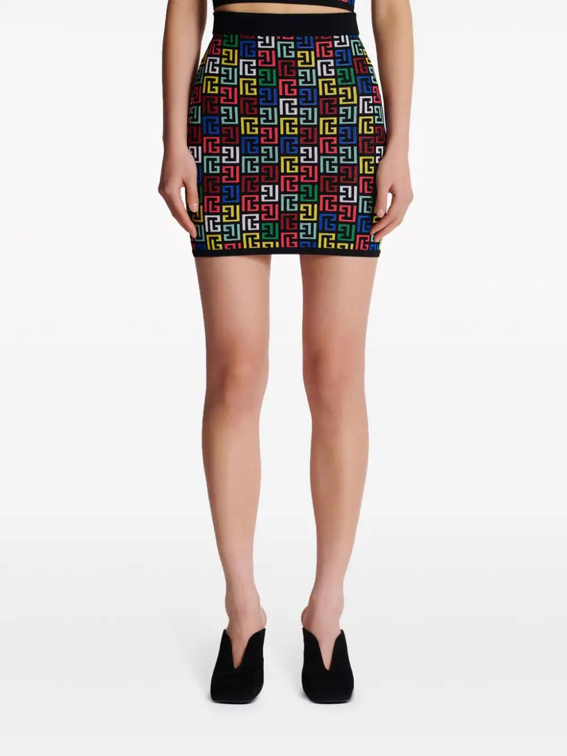 Skirt in multicoloured Pop monogram knit