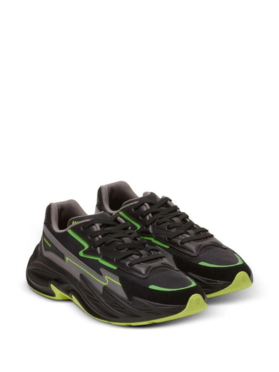 Run-row sneakers in leather and nylon
