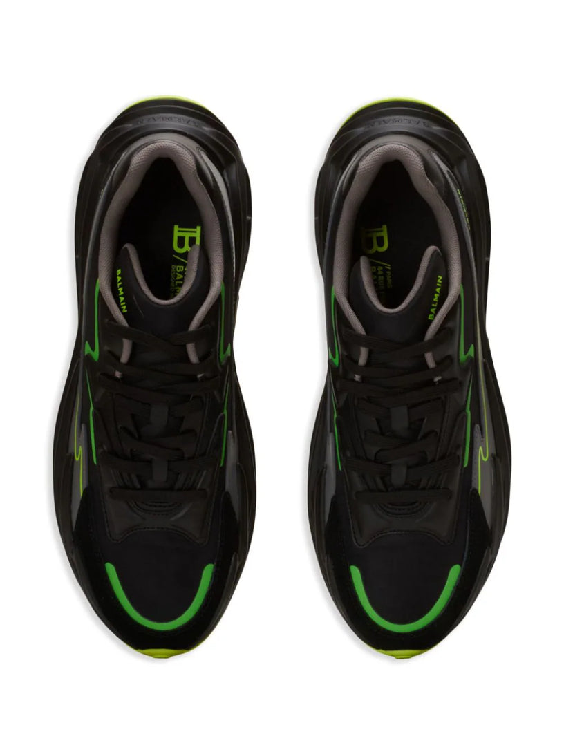 Run-row sneakers in leather and nylon