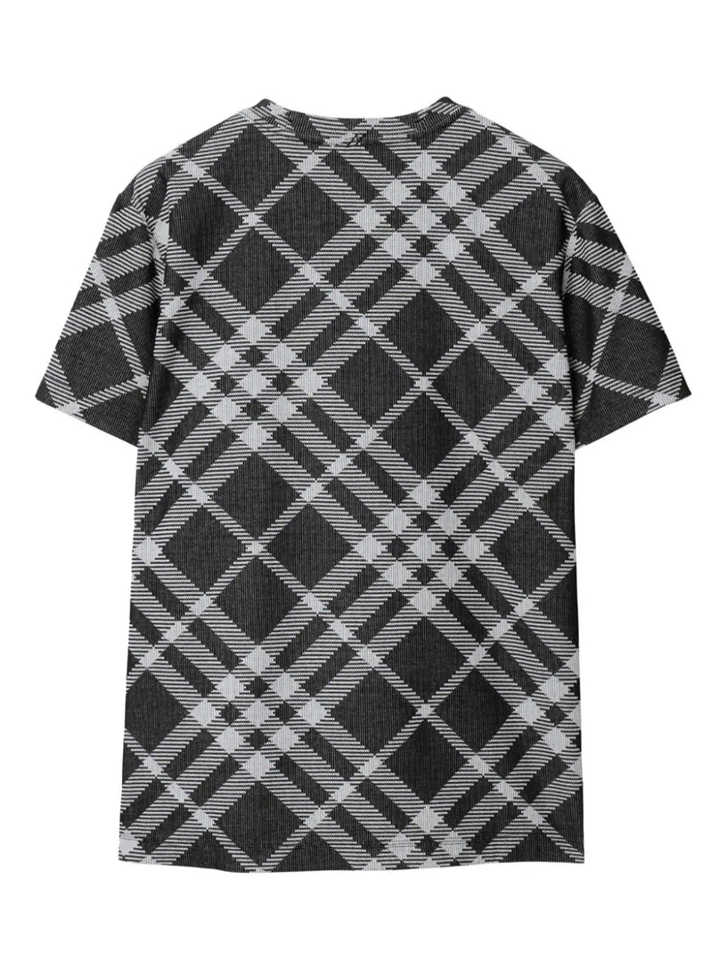 Check Stretch Cotton Blend T-shirt