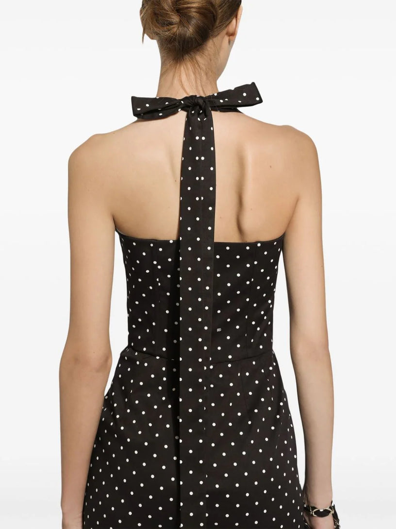 Short corset dress with polka-dot print