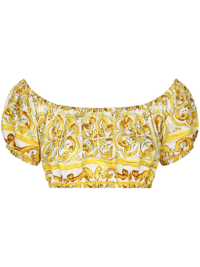 Crop top with majolica print