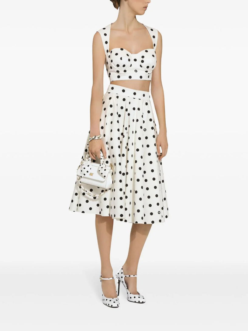 Corset top with polka-dot print