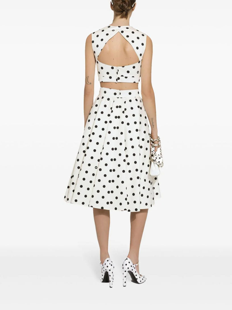 Corset top with polka-dot print