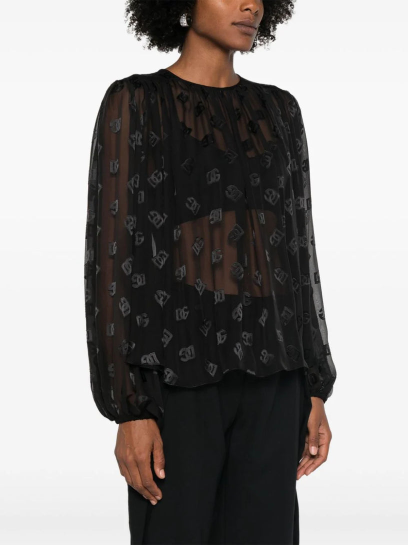 Blouse with DG jacquard logo