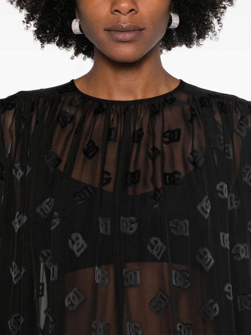 Blouse with DG jacquard logo