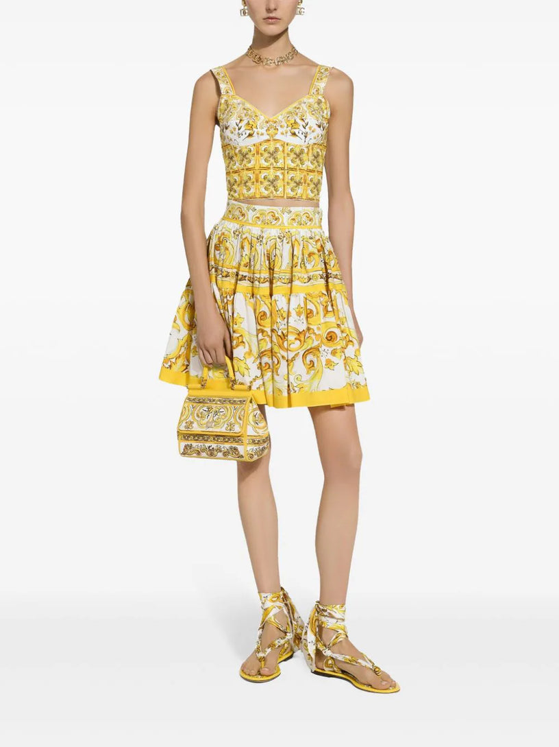 Corset top with majolica print