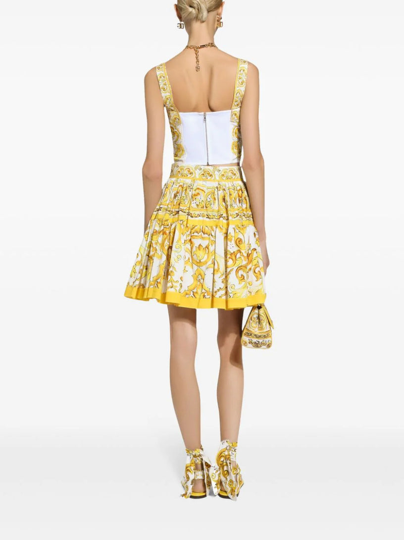 Corset top with majolica print