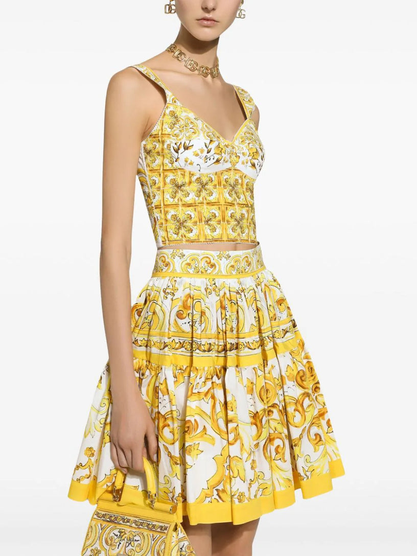 Corset top with majolica print