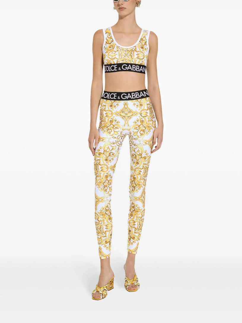 Majolica-print jersey leggings