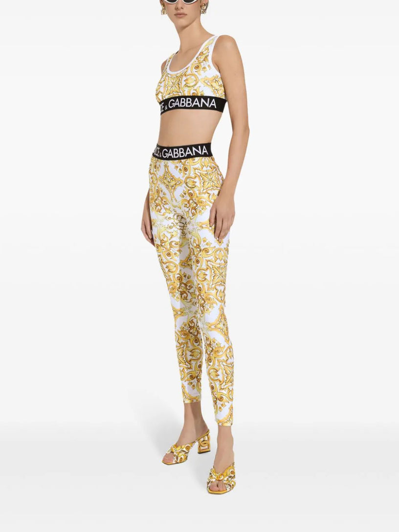 Majolica-print jersey leggings