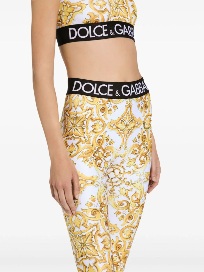 Majolica-print jersey leggings