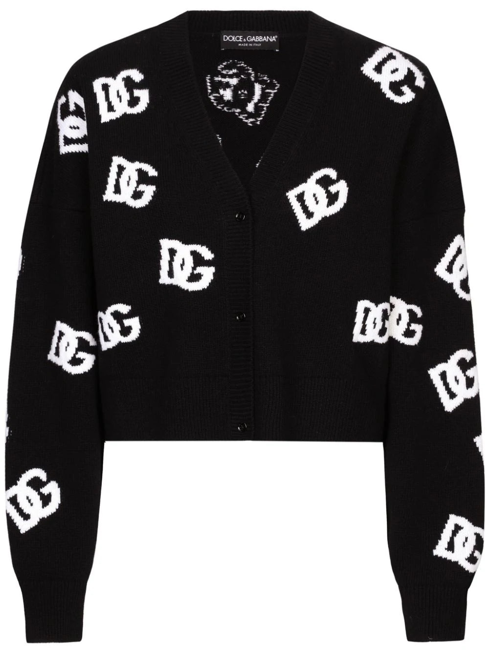 V-neck sweater in wool with DG logo inlay Dolce & Gabbana Nero