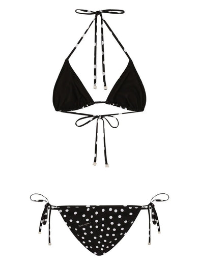Polka dot print triangle bikini