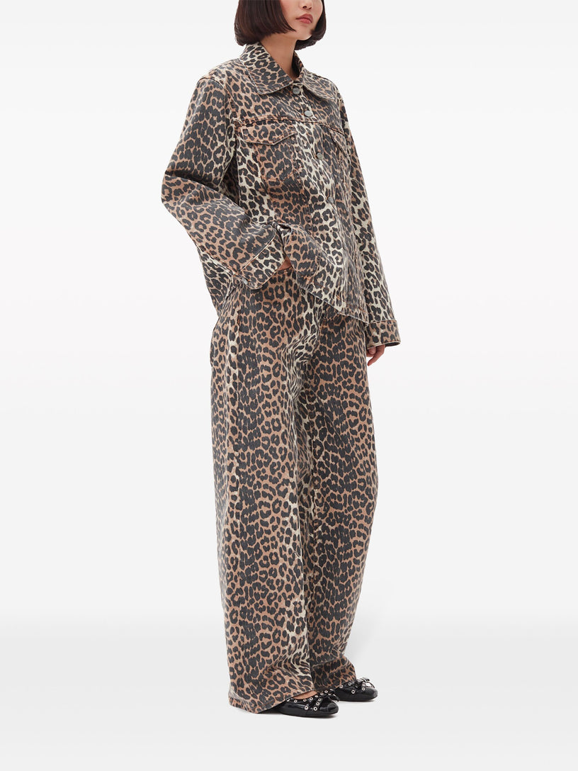Leopard Printed Denim Jacket