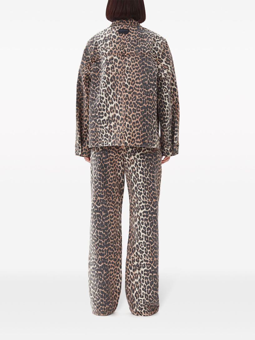 Leopard Printed Denim Jacket
