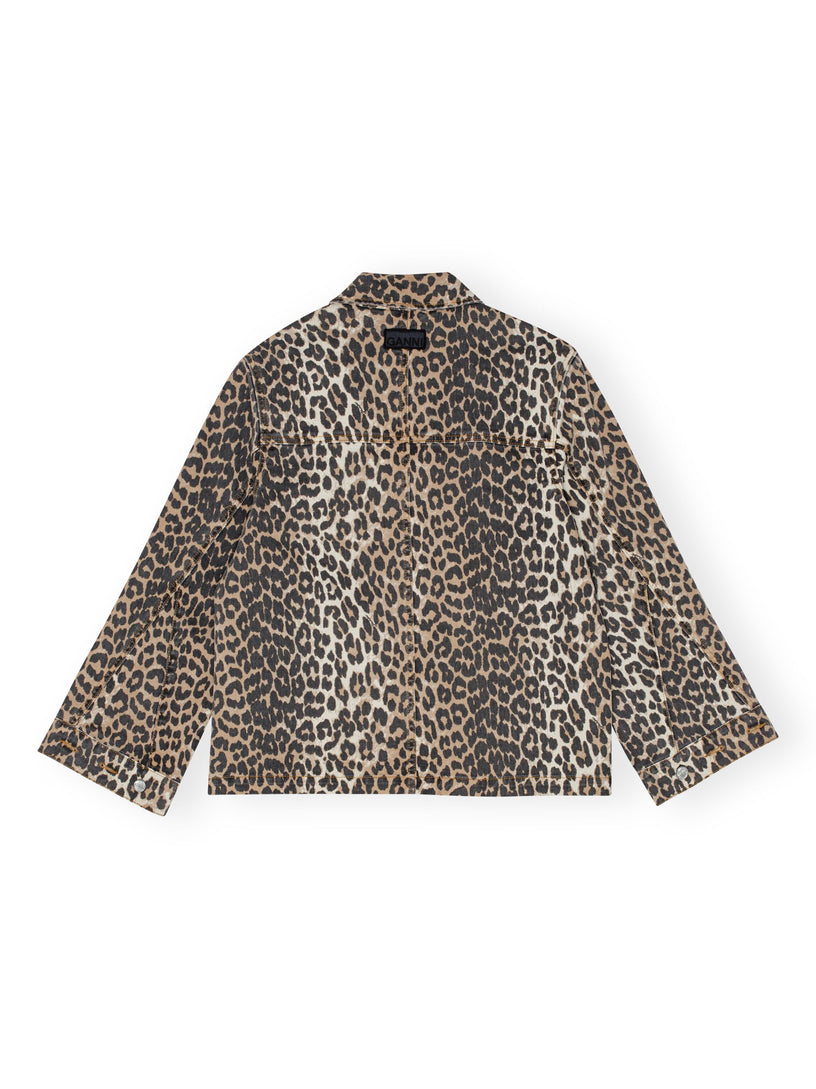Leopard Printed Denim Jacket