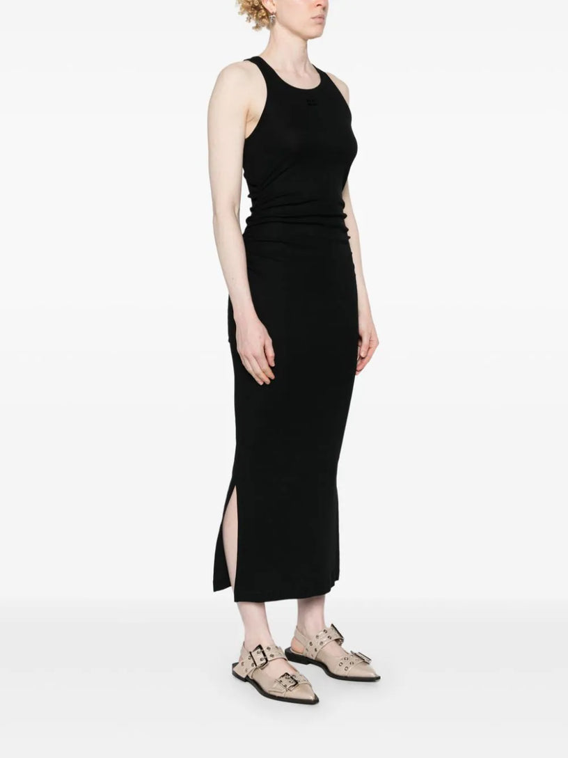 Cotton rib tank top long dress GANNI Nero | Grifo210 Cotton rib tank top long dress GANNI Nero | Grifo210