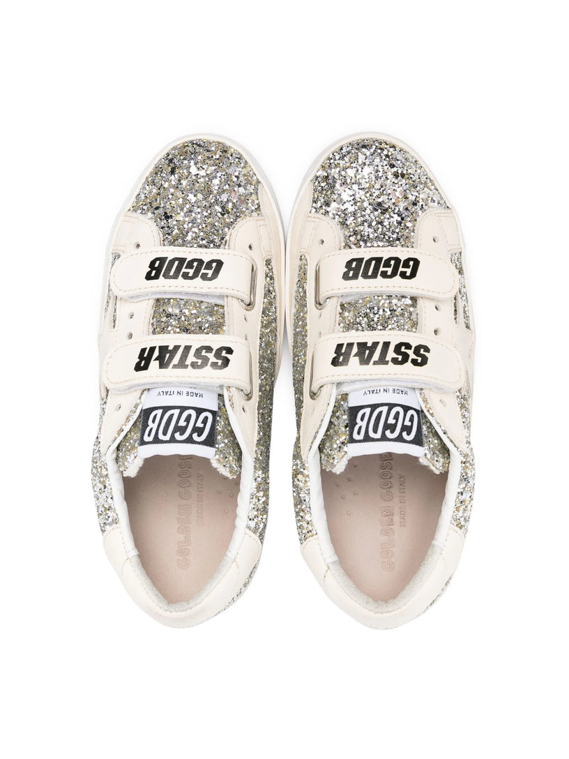 Sneakers Old School Junior in glitter Golden Goose Kids Argento