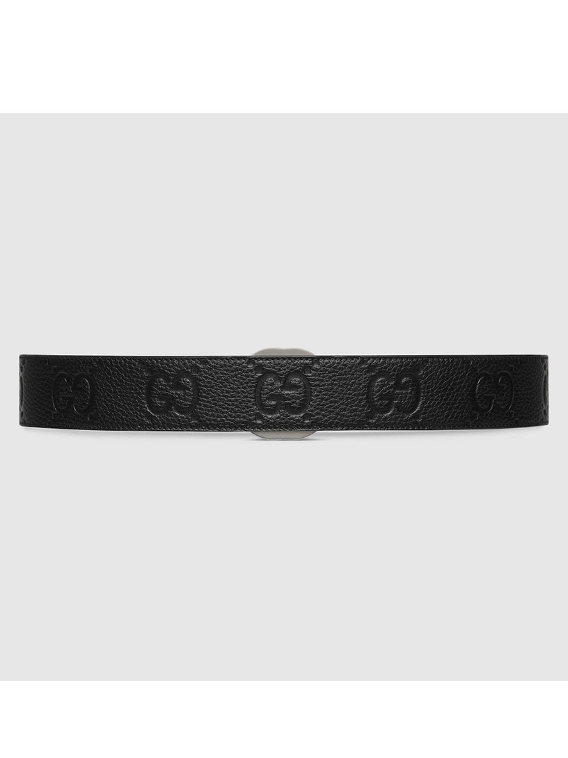 Wide belt with GG crossover buckle