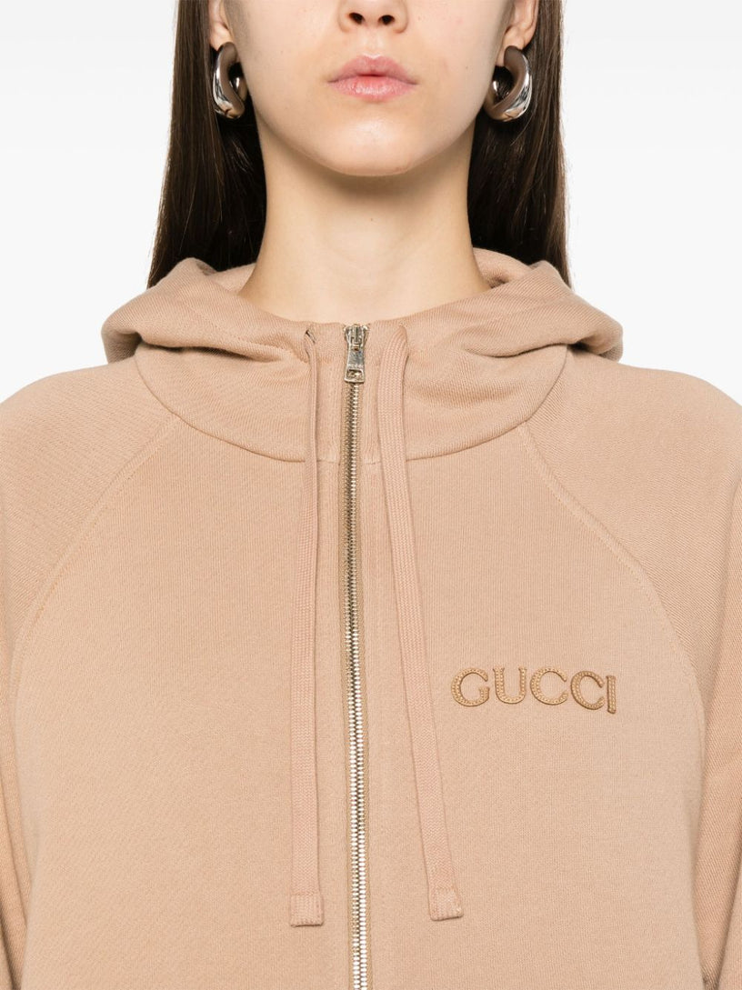 gucci hooded jersey dress Gucci + GG Technical Jersey Dress with Zip
