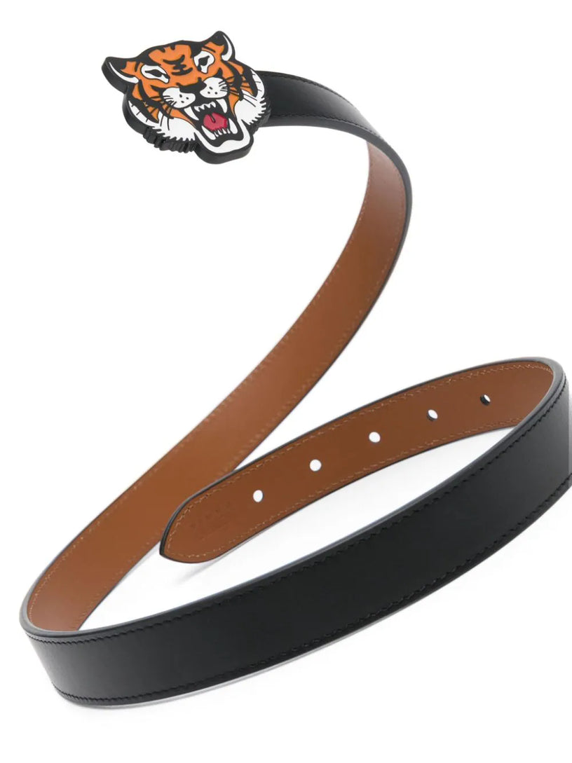 Double face 'Kenzo buckle' belt in leather