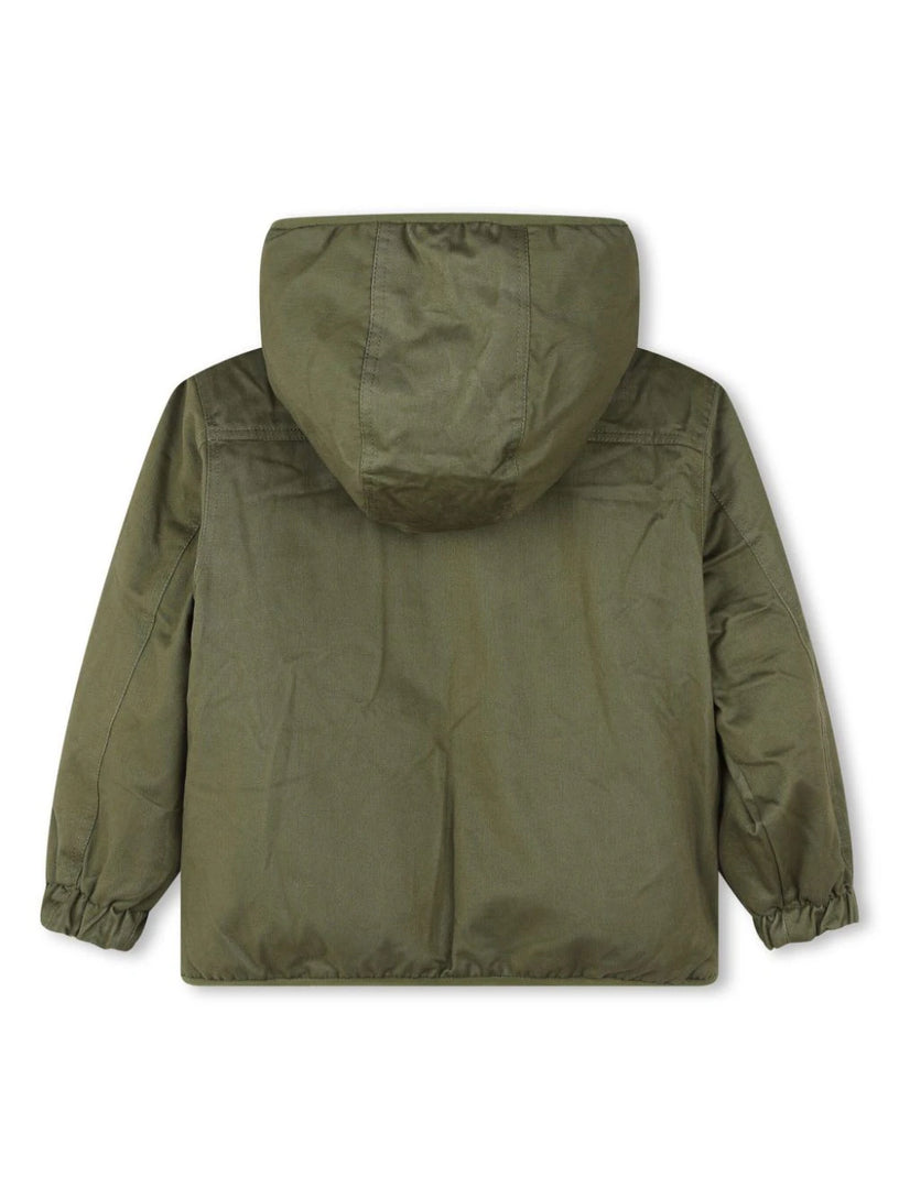 Reversible bomber jacket with print