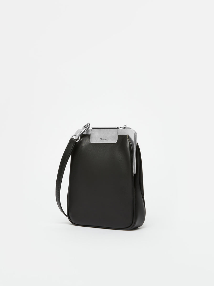 Clasp small vertical shoulder bag in leather