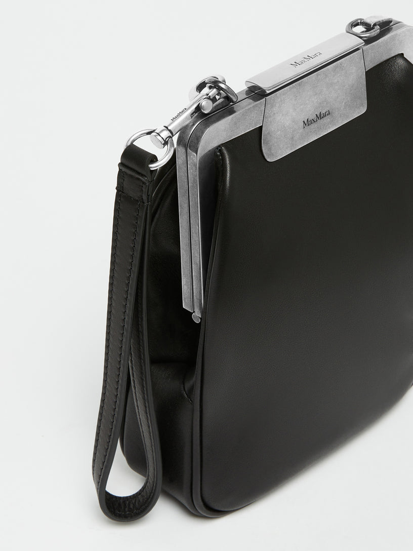 Clasp small vertical shoulder bag in leather