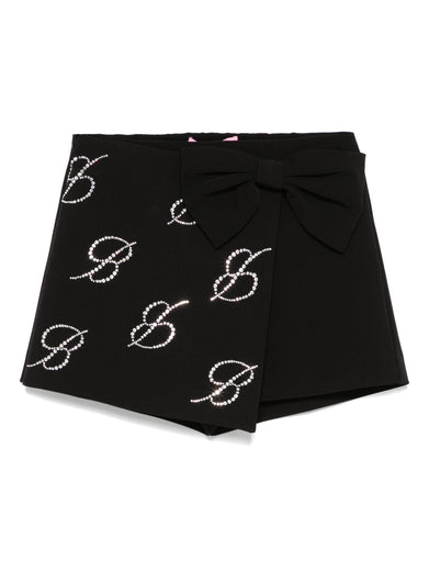 Skirt-trousers with bow and rhinestones