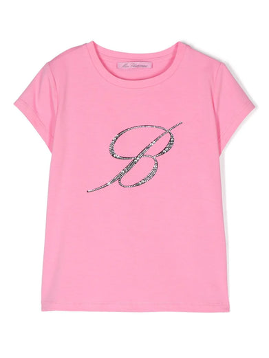 T-shirt with rhinestone logo