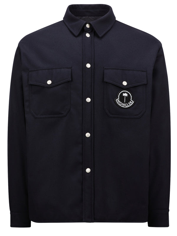 moncler dress shirt Moncler x Palm Angels wool flannel shirt MONCLER GENIUS Nero