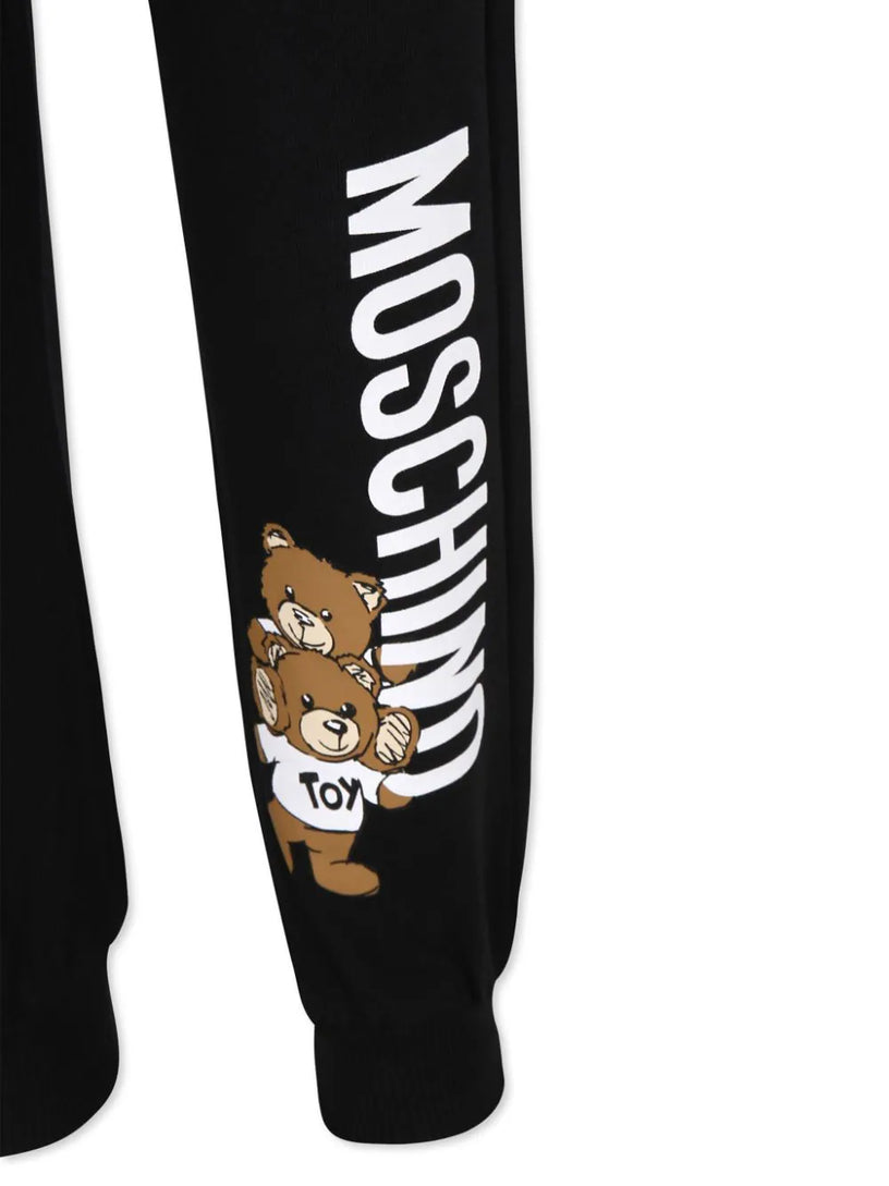 Teddy Bear-print cotton track pants
